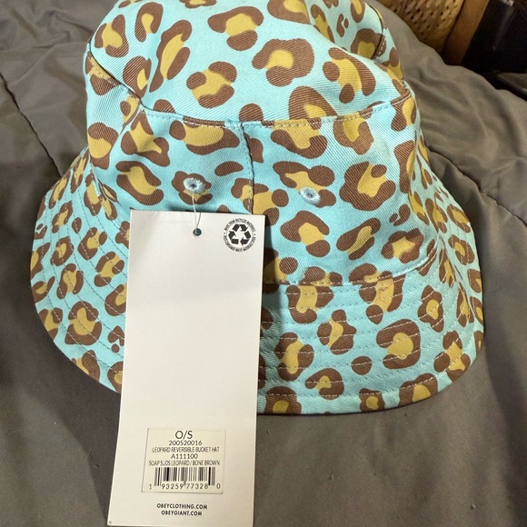 Obey Aqua and Tan Leopard Print Bucket Hat - Picture 4 of 11